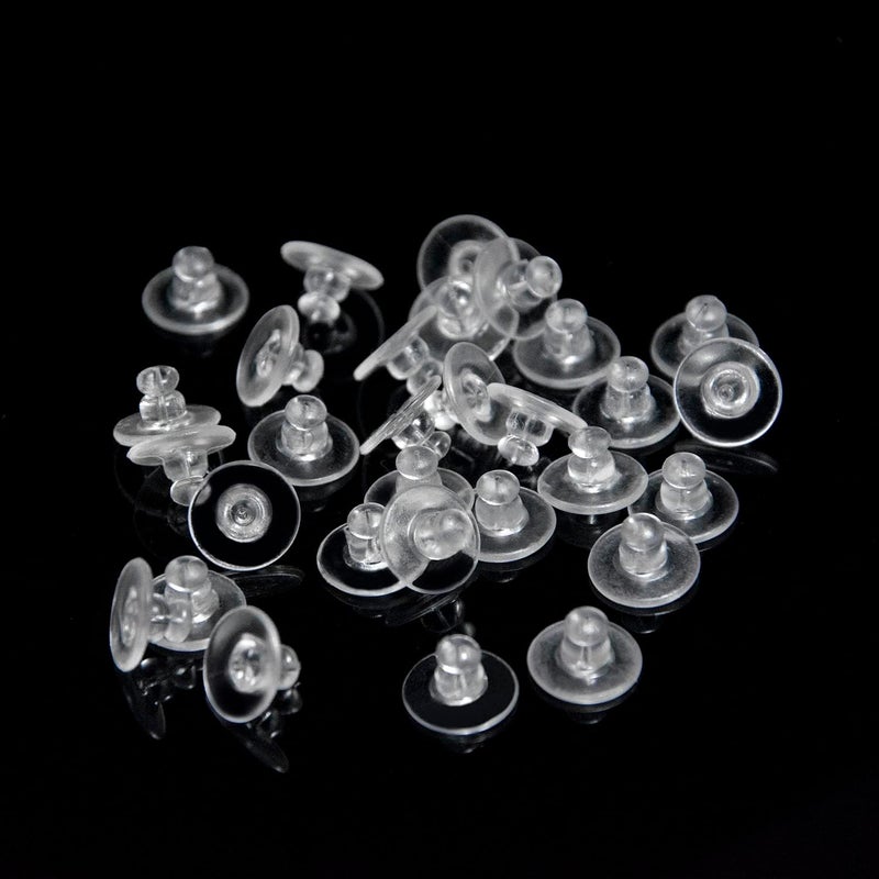 KASBEE Earring Backs, Silicone Earring Backings, Clear Rubber Earring Safety Back Stoppers, Soft Clutch Ear Locking with Pad (Pack of 100) - Image 2